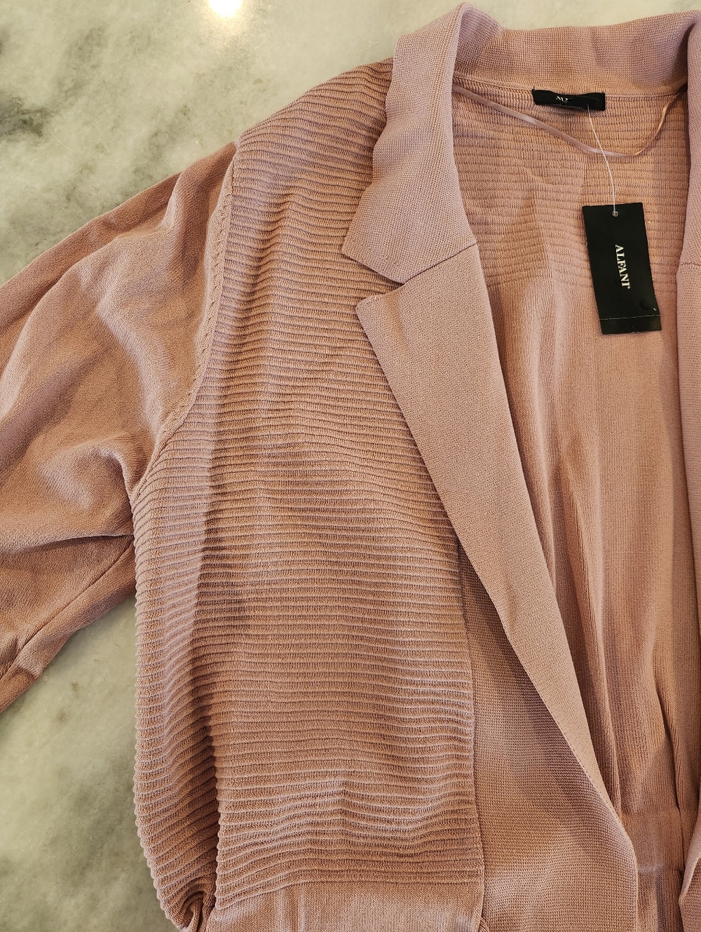 Alfani Ribbed Tie-Waist Long Cardigan Robe - Pottery Clay - Women's Size XXL - Picture 4 of 5
